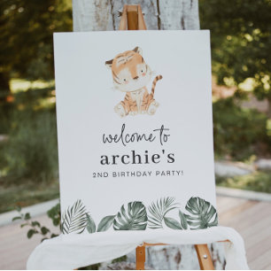 Tiger Greenery Birthday Welcome Poster