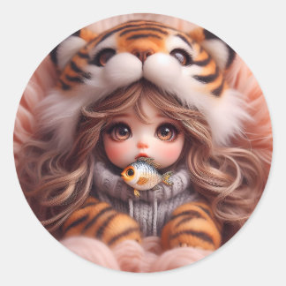 Tiger Hat Doll Sticker