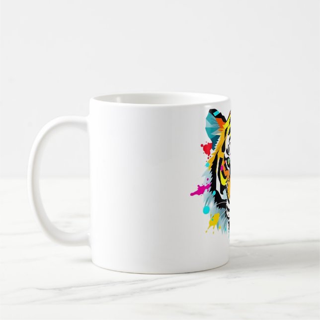 Tiger Head Abstract Polygon Art Coffee Mug (Left)