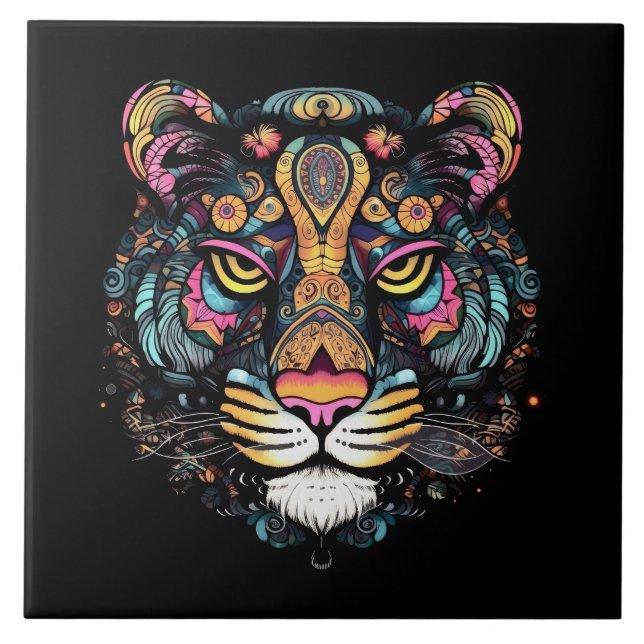 Tiger Head  Ceramic Tile (Front)