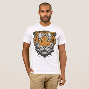 Tiger Head Embroidery Imitation T-Shirt