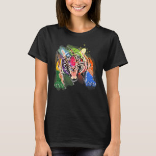 Tiger Head Face Colourful Wild Zoo Animal Tiger T-Shirt
