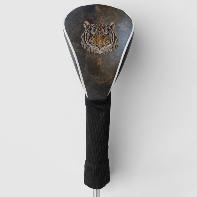 Tiger Head, Face, Leather Look Golf Head Cover (Front)
