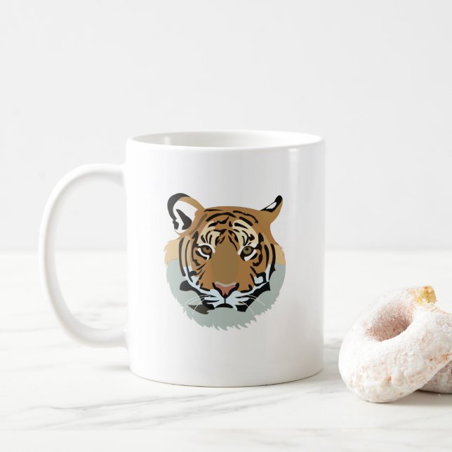 Tiger Head Face Wild Animal Tiger Coffee Mug (With Donut)