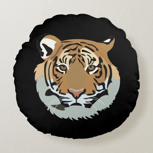 Tiger Head Face Wild Animal Tiger Round Cushion (Front)
