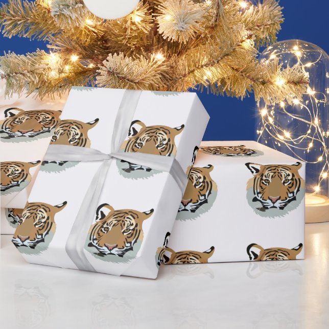 Tiger Head Face Wild Animal Tiger Wrapping Paper (Holidays)