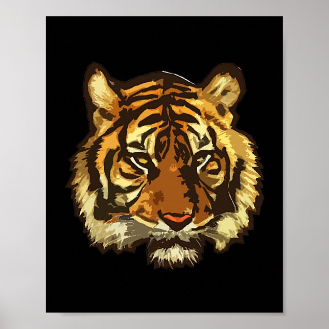 Tiger Head Graphic realistic tiger head drawing Poster (Front)