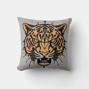 Tiger head illustration cushion