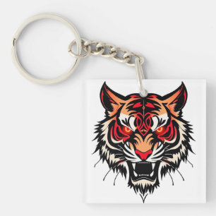 Tiger head illustration key ring