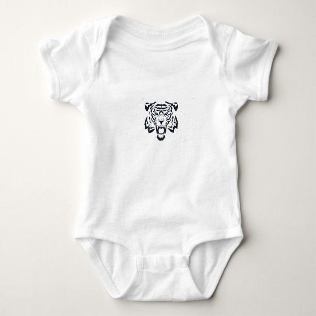 Tiger Head Image Vector Baby Bodysuit (Front)