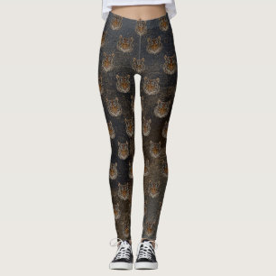 Tiger Head, Leather Look Leggings