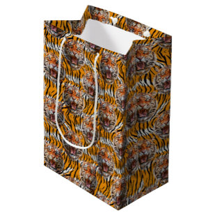 Tiger Head On Tiger Skin Animal Print Design Medium Gift Bag