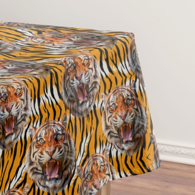 Tiger Head On Tiger Skin Animal Print Design  Tablecloth (Creator Uploaded)