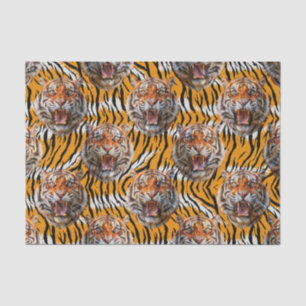 Tiger Head On Tiger Skin Animal Print Design  Tissue Paper