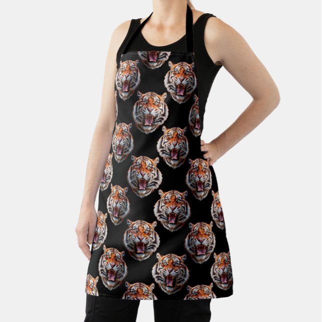 Tiger Head Pattern Design - Black   Apron (Creator Uploaded)