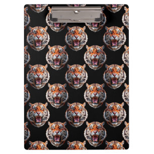 Tiger Head Pattern Design - Black Clipboard