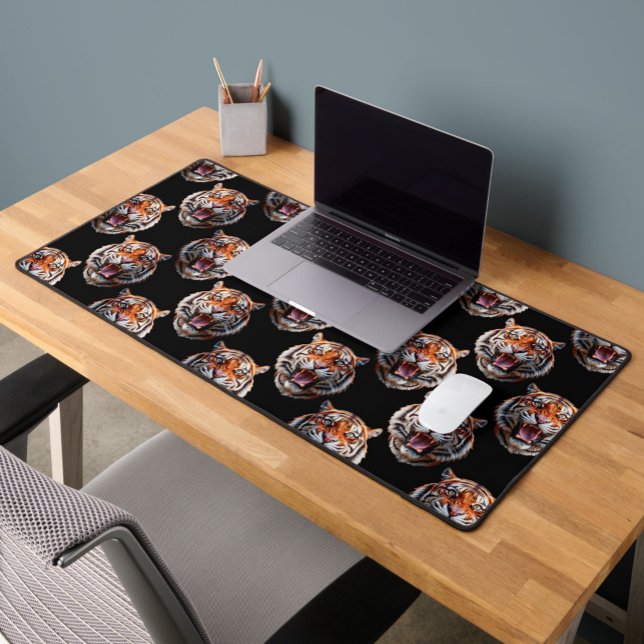 Tiger Head Pattern Design - Black   Desk Mat (Creator Uploaded)