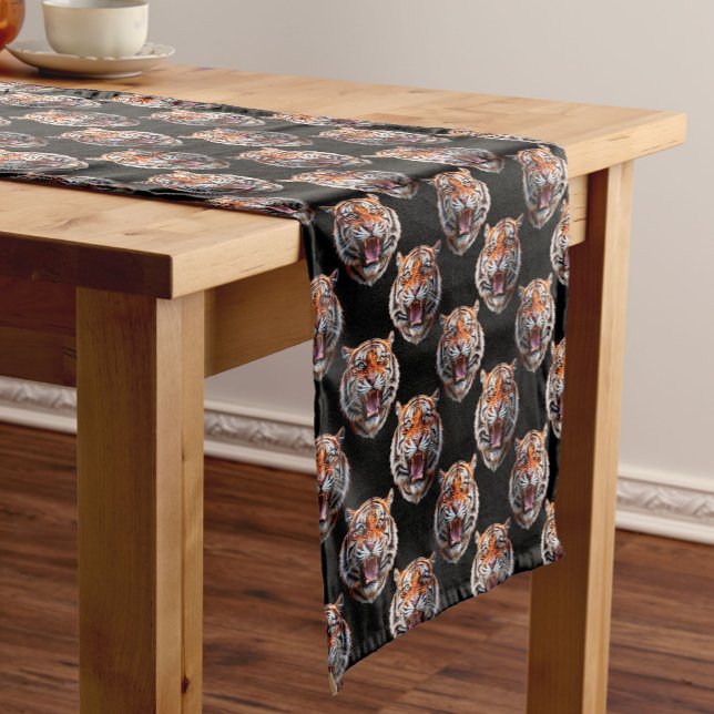 Tiger Head Pattern Design - Black   Short Table Runner (Creator Uploaded)