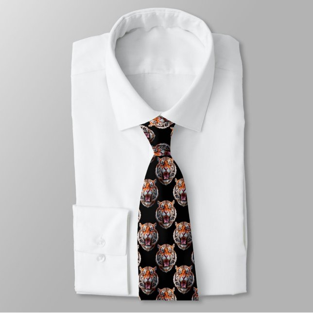Tiger Head Pattern Design - Black   Tie (Creator Uploaded)