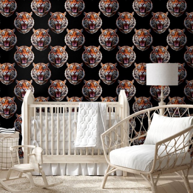 Tiger Head Pattern Design - Black   Wallpaper (Creator Uploaded)