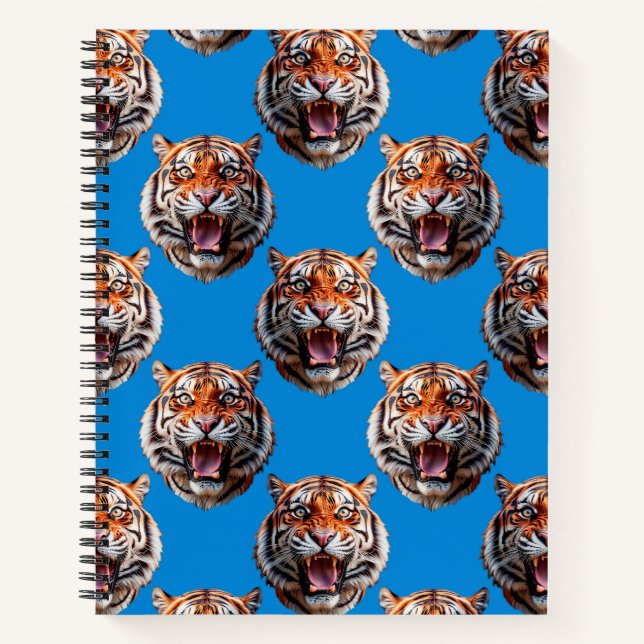 Tiger Head Pattern Design Blue  Notebook (Front)
