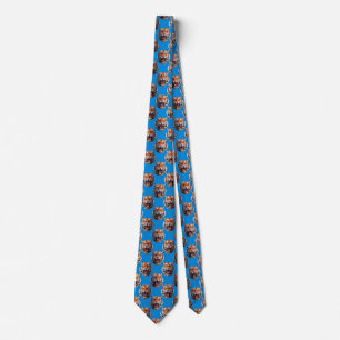 Tiger Head Pattern Design Blue Tie