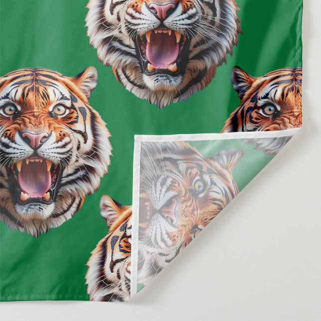 Tiger Head Pattern Design Green  Fabric (Creator Uploaded)