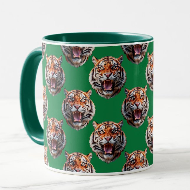 Tiger Head Pattern Design Green  Mug (Creator Uploaded)