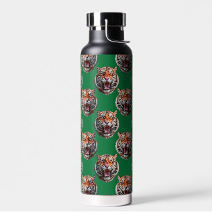 Tiger Head Pattern Design Green  Water Bottle