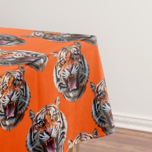 Tiger Head Pattern Design Orange  Tablecloth