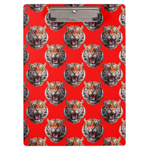Tiger Head Pattern Design Red Clipboard