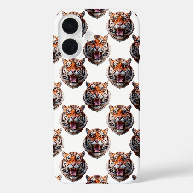 Tiger Head Pattern Design - White   Case-Mate iPhone Case (Back)