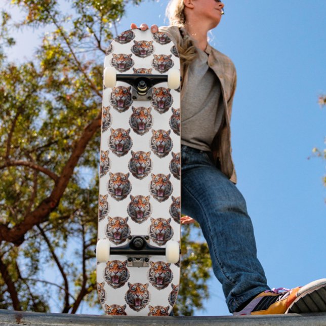 Tiger Head Pattern Design - White   Skateboard (Creator Uploaded)