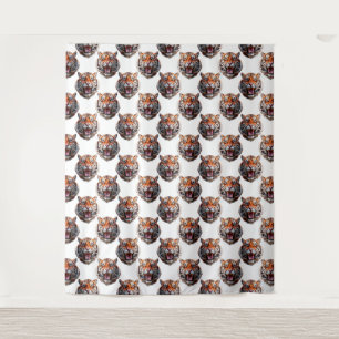 Tiger Head Pattern Design - White Tapestry