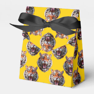 Tiger Head Pattern Design Yellow  Favour Box