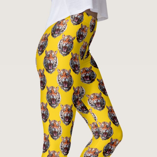 Tiger Head Pattern Design Yellow  Leggings (Creator Uploaded)