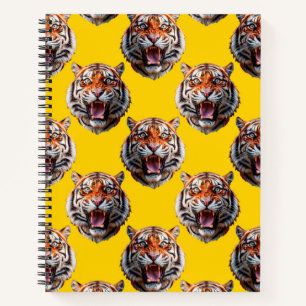 Tiger Head Pattern Design Yellow Notebook