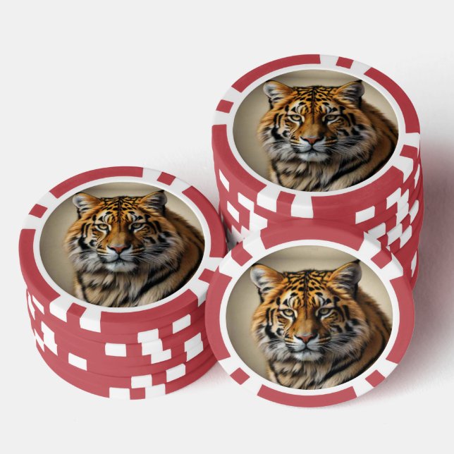 Tiger Head Poker Chips (Stack)