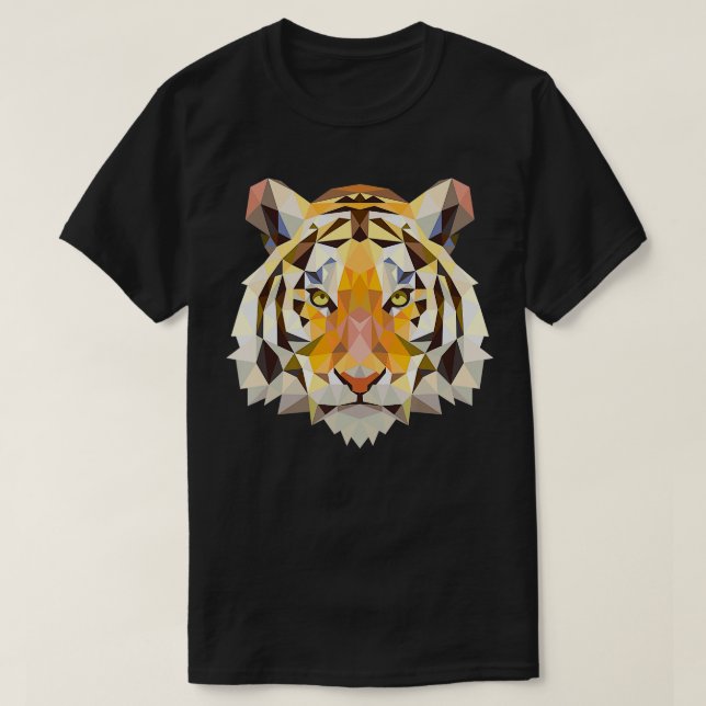 Tiger Head Polygon Safari Predator Wildlife Tiger  T-Shirt (Design Front)