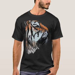 Tiger Head Predator Print Animal Face Imprint T-Shirt