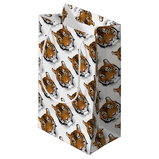 Tiger Head Print Design Small Gift Bag (Front Angled)