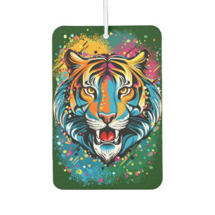 Tiger Head Rainbow colors paint stains Car Air Freshener