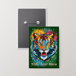 Tiger Head Rainbow colours paint stains