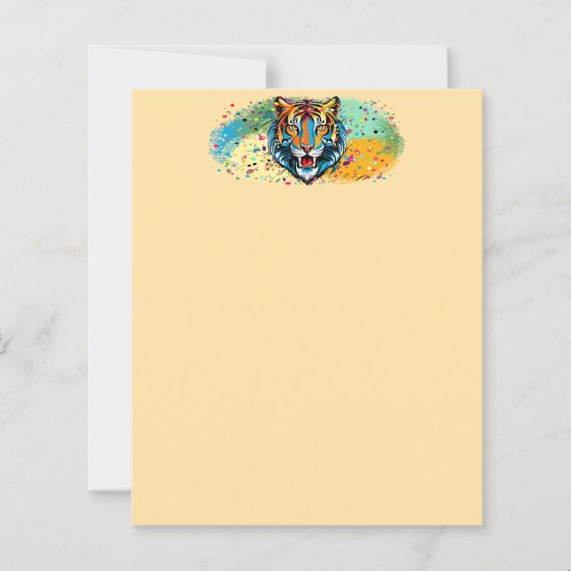 Tiger Head Rainbow colours paint stains (Front)