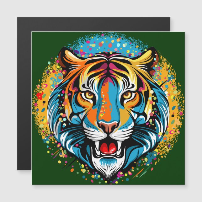 Tiger Head Rainbow colours paint stains (Front/Back)
