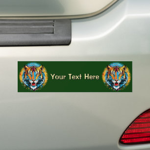 Tiger Head Rainbow colours paint stains Bumper Sticker