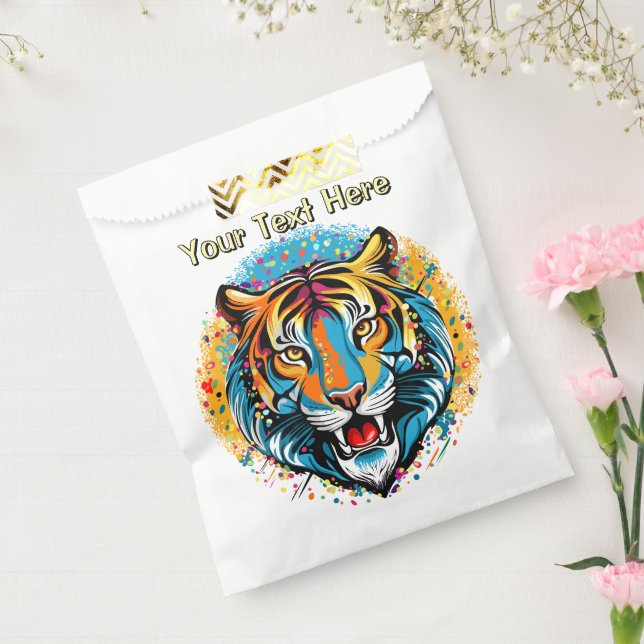 Tiger Head Rainbow colours paint stains Favour Bag (Sealed)
