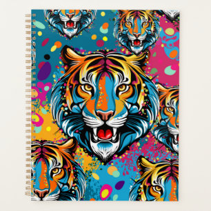 Tiger Head Rainbow colours paint stains Planner