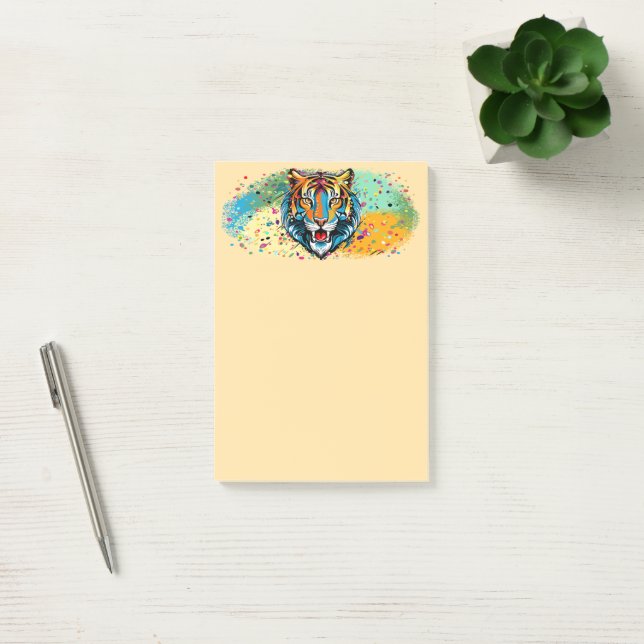 Tiger Head Rainbow colours paint stains Post-it Notes (Office)