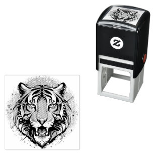 Tiger Head Rainbow colours paint stains Self-inking Stamp